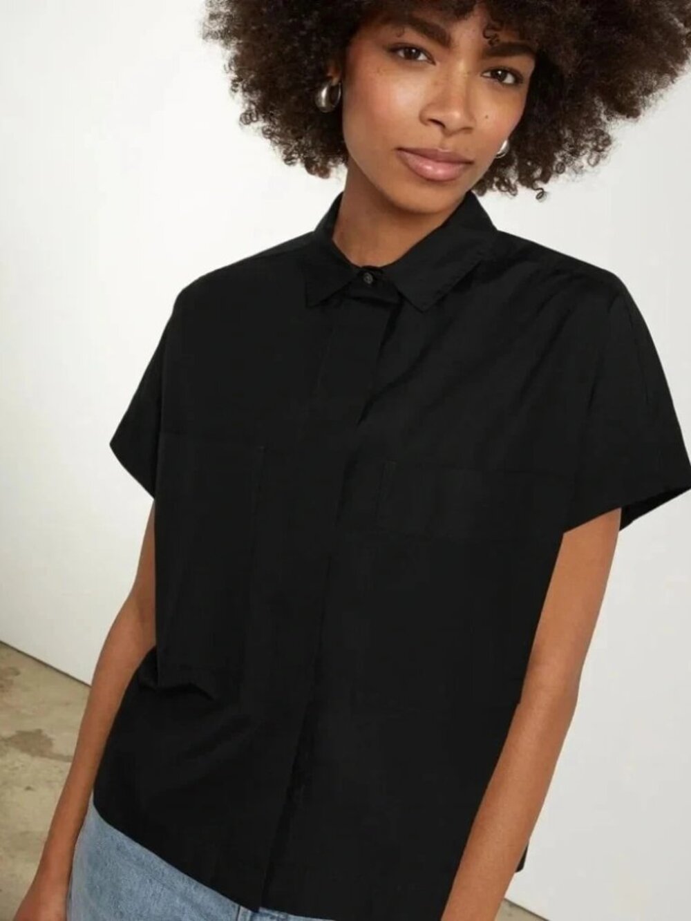 Everlane The Short-Sleeve Box Shirt Poplin Cotton